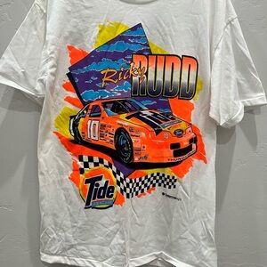 Vintage White and Orange Racing Tee Short Sleeve